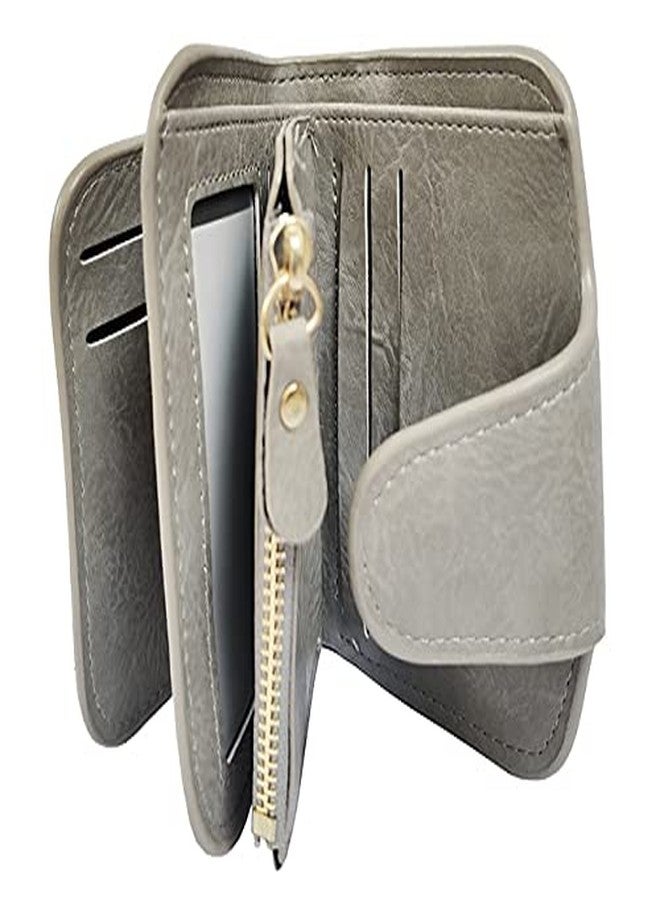 أليكسفيان محفظة صغيرة نسائية من أليكسفيان، حقيبة يد نسائية، محفظة نسائية/سيدات/فتيات، حامل بطاقات، 3 جيوب (رمادي سادة) - Image 2